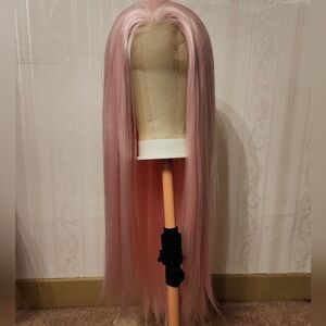 Long Pink High Heat Synthetic 24"  Lace Front Wig